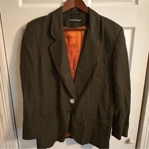 Giorgio‎ Sant Angelo Blazer Vintage Green Linen Shoulder Pads 14